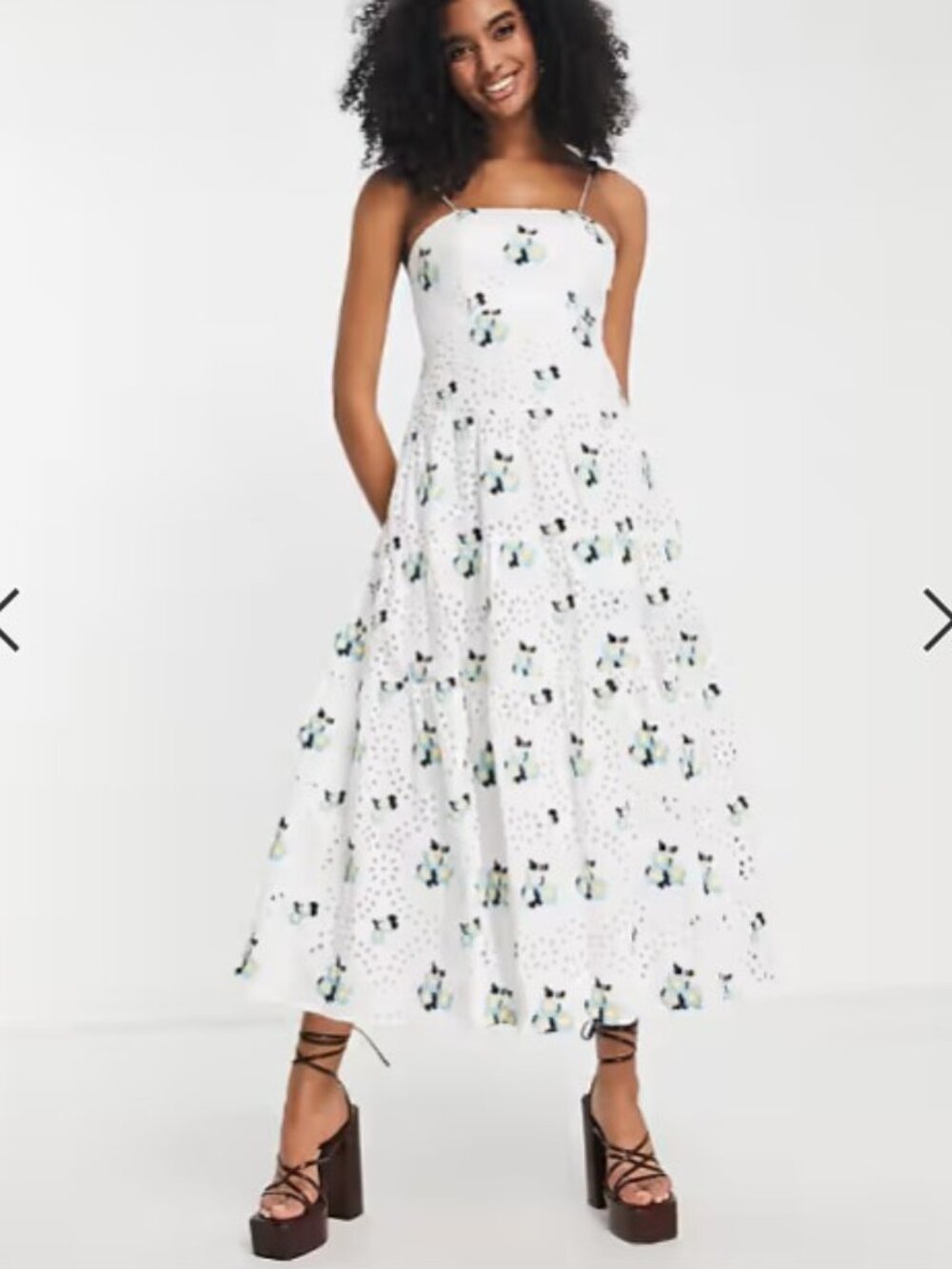 ASOS EDITION Embroidered Broderie Midi Dress
